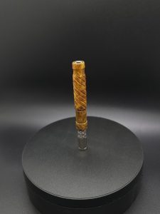 This image portrays Straight Cut XL-Maple Burl/Gold Anodized Titanium-Dynavap Stem by Dovetail Woodwork.