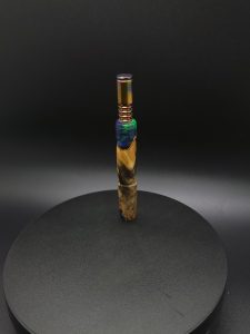 This image portrays High Class Series-Luminescent Buckeye Burl Hybrid-XL Dynavap Stem by Dovetail Woodwork.