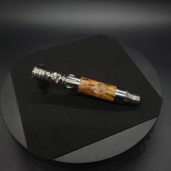This image portrays Vong(i) Custom Sleeve-Golden Striped Amboyna Burl by Dovetail Woodwork.