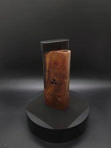 This image portrays 2G-XL Stash-Live Edge Black Walnut Burl/Ebony Wood-Dynavap Case by Dovetail Woodwork.