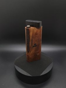 This image portrays 2G-XL Stash-Live Edge Black Walnut Burl/Ebony Wood-Dynavap Case by Dovetail Woodwork.