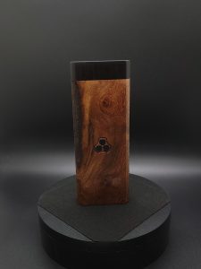 This image portrays 2G-XL Stash-Live Edge Black Walnut Burl/Ebony Wood-Dynavap Case by Dovetail Woodwork.