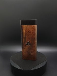 This image portrays 2G-XL Stash-Live Edge Black Walnut Burl/Ebony Wood-Dynavap Case by Dovetail Woodwork.