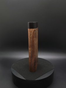 This image portrays 2G-XL Stash-Live Edge Black Walnut Burl/Ebony Wood-Dynavap Case by Dovetail Woodwork.