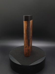 This image portrays 2G-XL Stash-Live Edge Black Walnut Burl/Ebony Wood-Dynavap Case by Dovetail Woodwork.