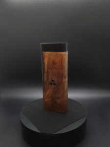 This image portrays 2G-XL Stash-Live Edge Black Walnut Burl/Ebony Wood-Dynavap Case by Dovetail Woodwork.