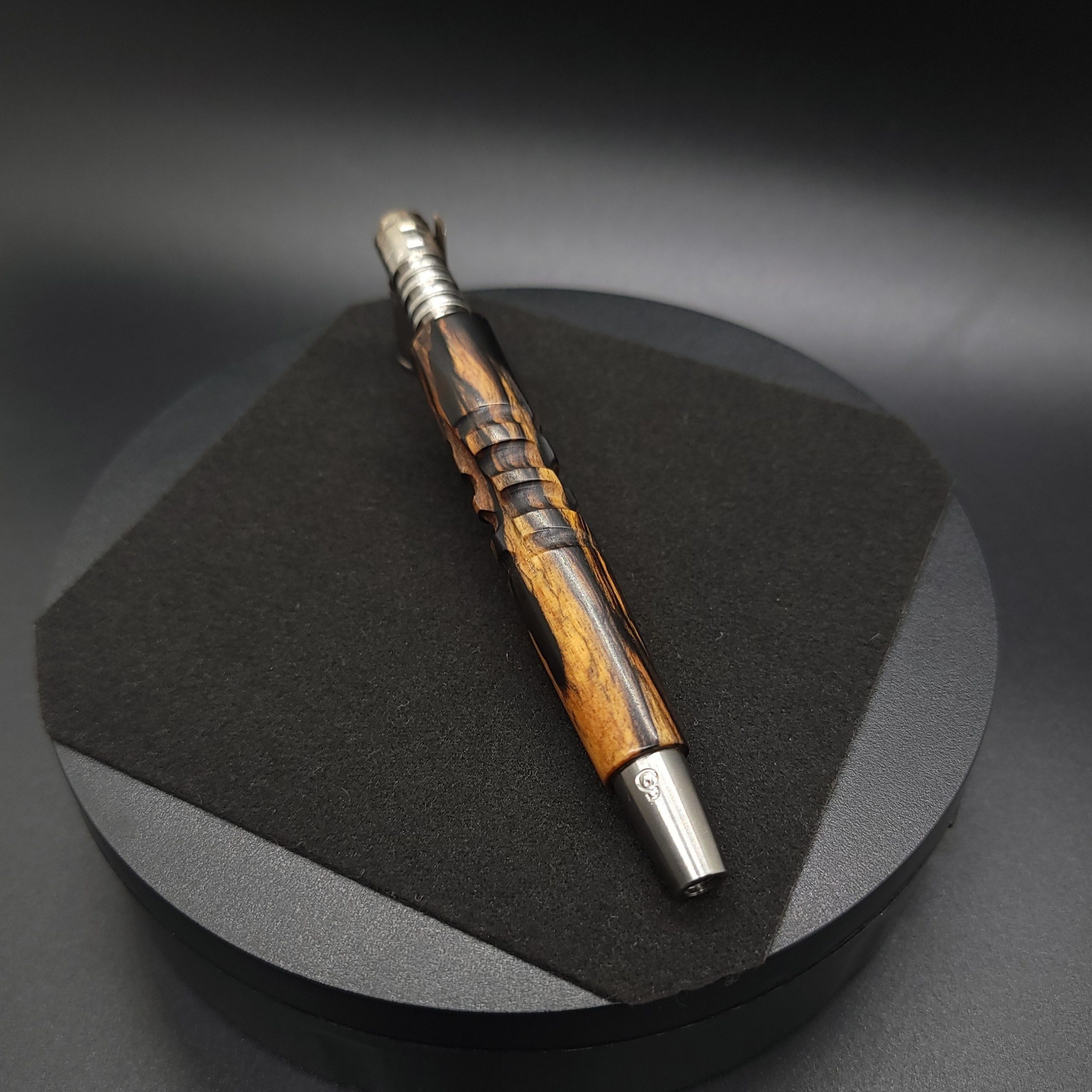 This image portrays The Downward Spiral-B & W Ebony-XL Dynavap Stem-NEW! by Dovetail Woodwork.
