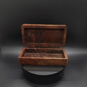 This image portrays Vintage Style Claro Walnut Burl Stash Box by Dovetail Woodwork.