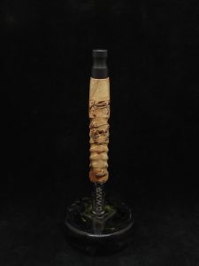 This image portrays Twisted Stems Series-Eclipse XL Dynavap Stem with Ebony Mouthpiece by Dovetail Woodwork.