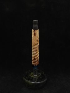 This image portrays Twisted Stems Series-Eclipse XL Dynavap Stem with Ebony Mouthpiece by Dovetail Woodwork.