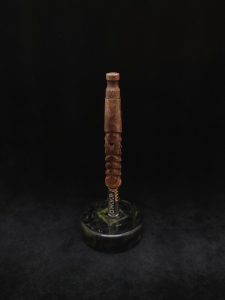 This image portrays Twisted Stems Series-Eclipse XL Dynavap Stem/Walnut Burl with Matching Mouthpiece by Dovetail Woodwork.
