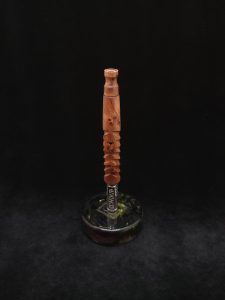 This image portrays Twisted Stems Series-Eclipse XL Dynavap Stem/Thuya Burl w/Thuya Mouthpiece by Dovetail Woodwork.