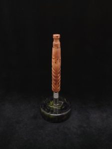This image portrays Twisted Stems Series-Eclipse XL Dynavap Stem/Thuya Burl w/Thuya Mouthpiece by Dovetail Woodwork.