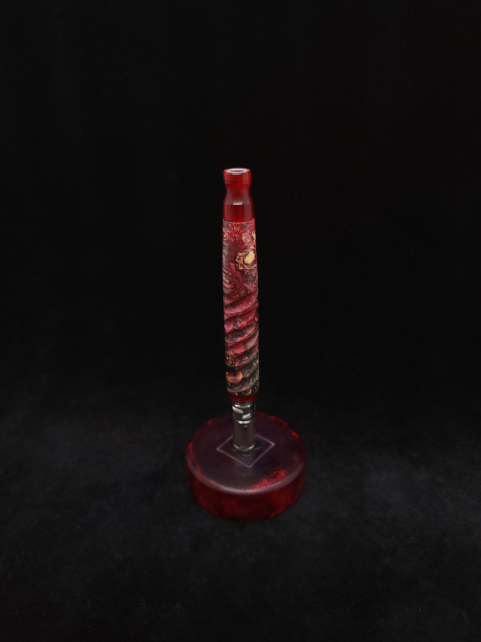 This image portrays Cosmic Burl Hybrid-Eclipse XL Dynavap Stem + Matching Mouthpiece by Dovetail Woodwork.