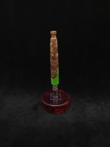 This image portrays High Class-Knurled XL Dynavap Stem/Burl Hybrid + Matching M.P. by Dovetail Woodwork.