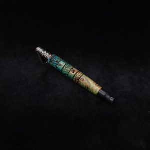 This image portrays Cosmic Burl-Knurled XL Dynavap Stem/Elm Burl + Ebony M.P. by Dovetail Woodwork.