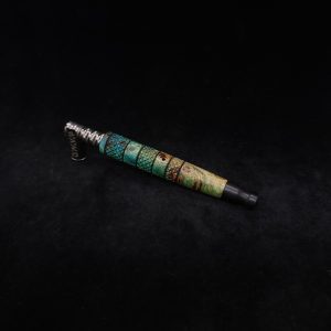 This image portrays Cosmic Burl-Knurled XL Dynavap Stem/Elm Burl + Ebony M.P. by Dovetail Woodwork.