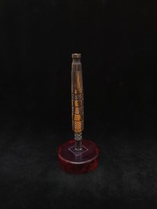 This image portrays High Class-Knurled XL Dynavap Stem/Black & White Ebony with Matching Mouthpiece by Dovetail Woodwork.