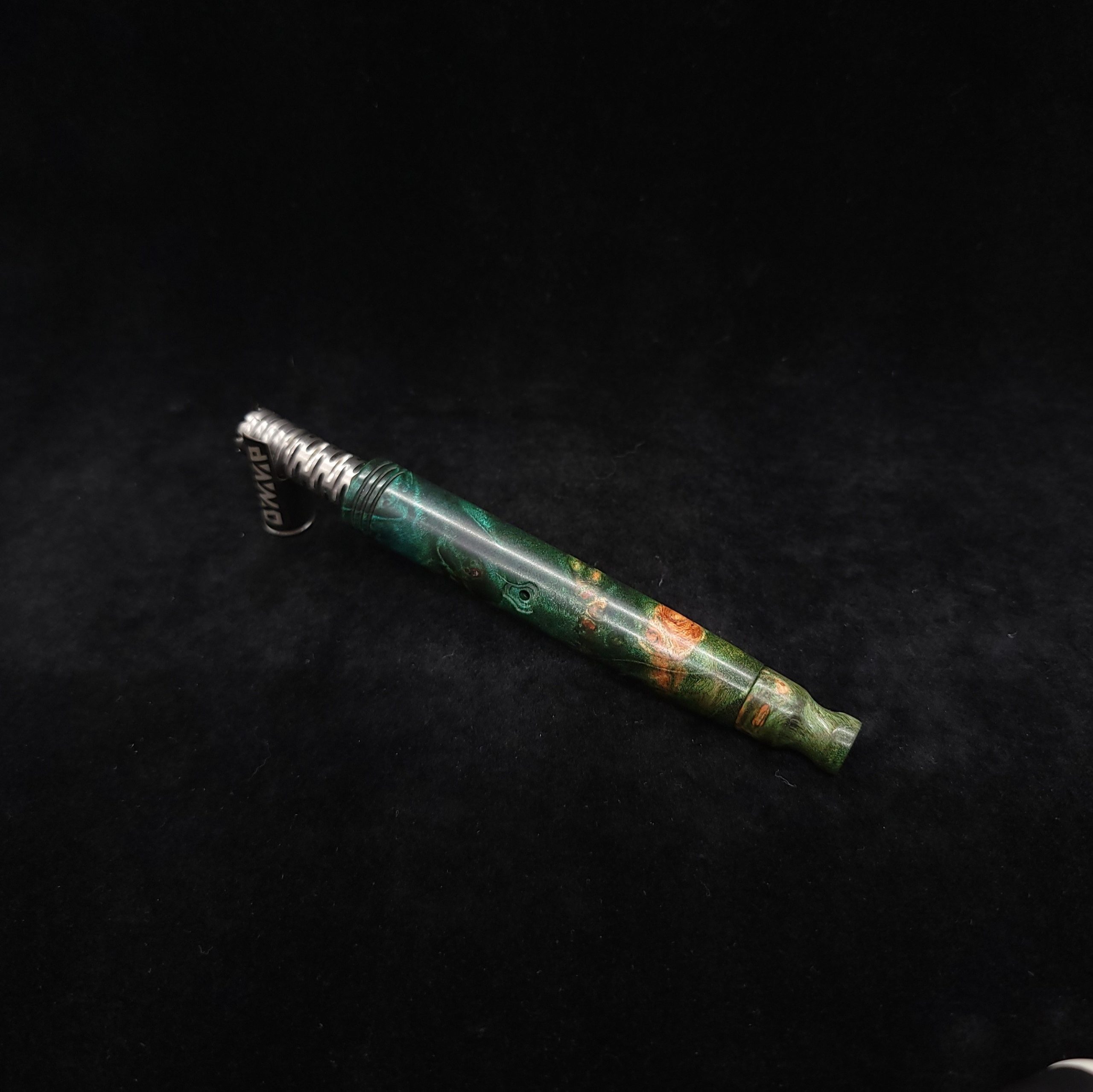 This image portrays Cosmic Burl XL-Straight Taper Dynavap Stem + Matching Mouthpiece (Copy) by Dovetail Woodwork.