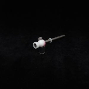 This image portrays Dynavap Spinning Mouthpiece-Matte White/Pink Accents by Dovetail Woodwork.