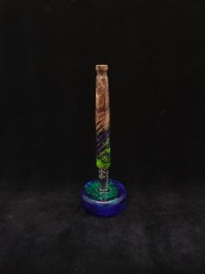 This image portrays Limited Run-Reaper XL Dynavap Stem/Burl Hybrid + Matching Mouthpiece by Dovetail Woodwork.
