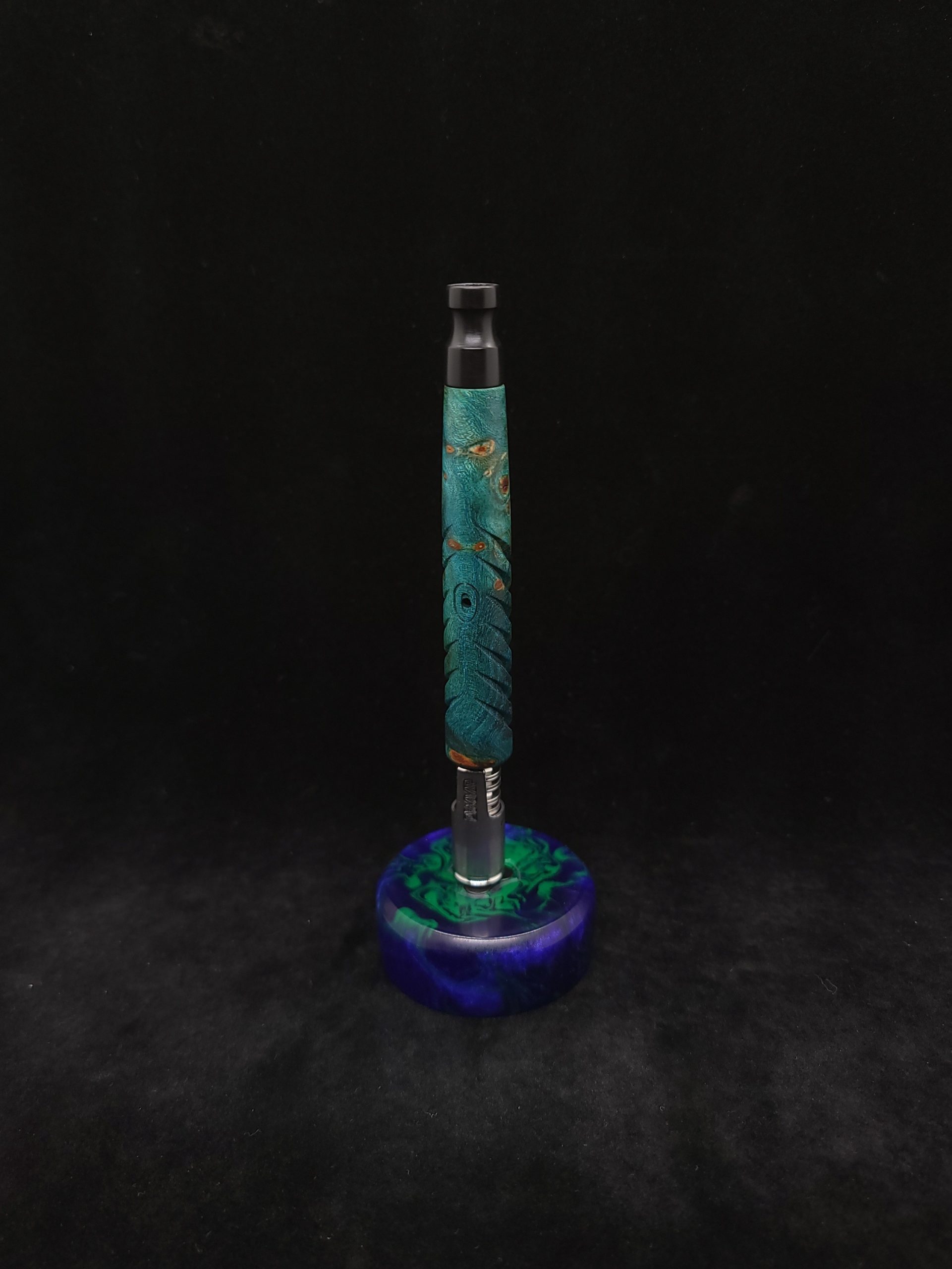 This image portrays Reaper XL Dynavap Stem/Burl Wood+Black Mouthpiece by Dovetail Woodwork.