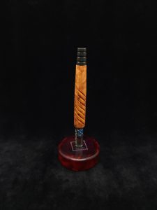 This image portrays Reaper XL Dynavap Stem/Amboyna Burl + Ebony Reaper Mouthpiece by Dovetail Woodwork.