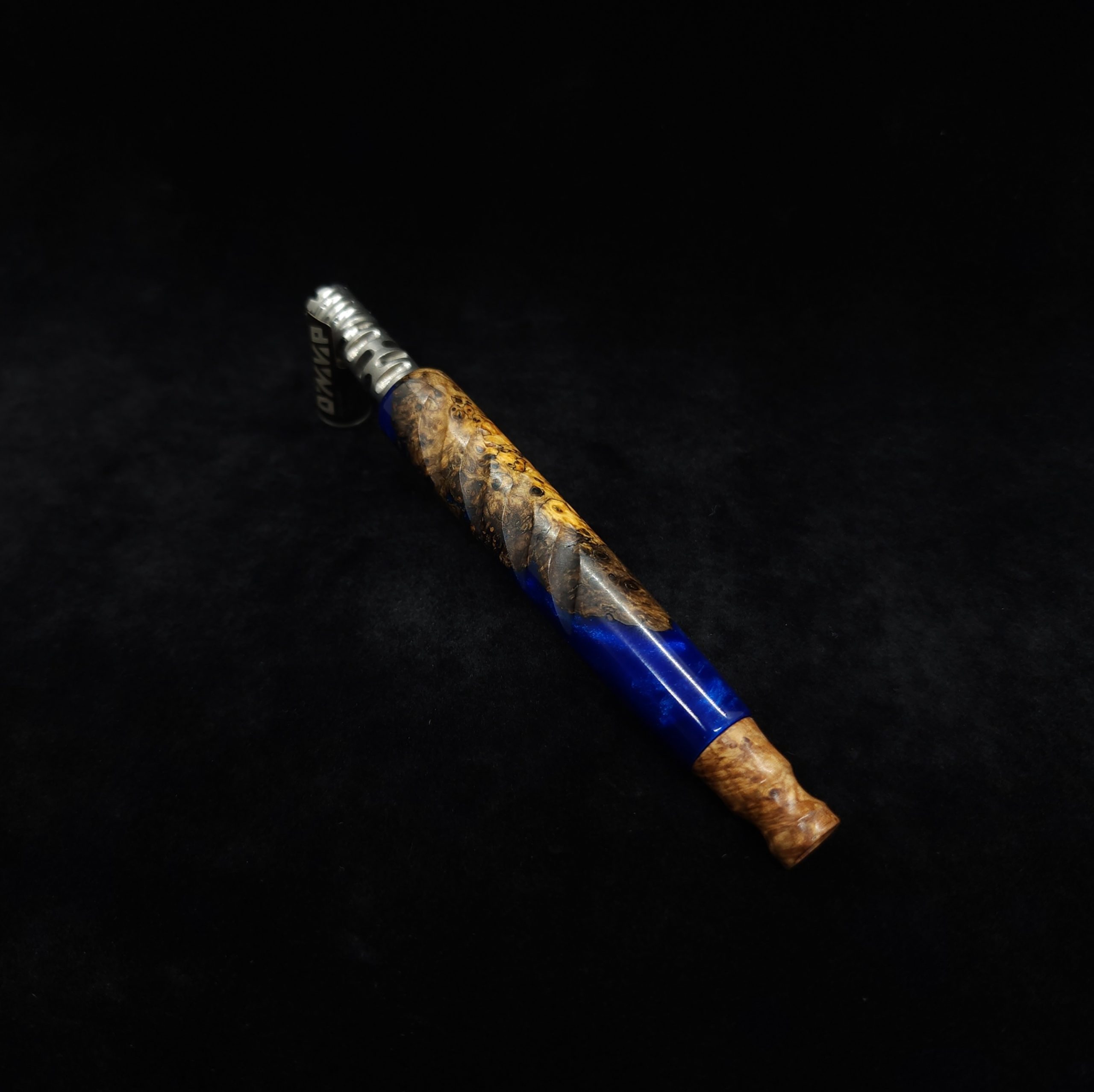 This image portrays Cosmic Burl Hybrid-Eclipse XL Dynavap Stem+Burl Wood Mouthpiece by Dovetail Woodwork.