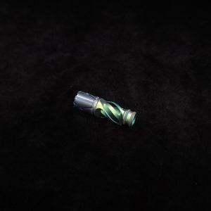 This image portrays TITANIUM TIP: HELIX-Green/Blue Anodized by Dovetail Woodwork.