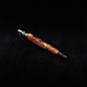 This image portrays Specialty Stem-Spider XL Dynavap Stem-High Grade Amboyna Burl Wood + M.P. by Dovetail Woodwork.