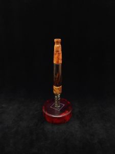 This image portrays Straight Taper XL Dynavap Stem + Amboyna Burl Hybrid+M.P. by Dovetail Woodwork.