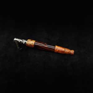 This image portrays Straight Taper XL Dynavap Stem + Amboyna Burl Hybrid+M.P. by Dovetail Woodwork.