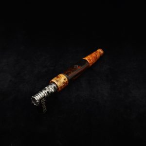 This image portrays Straight Taper XL Dynavap Stem + Amboyna Burl Hybrid+M.P. by Dovetail Woodwork.