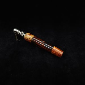 This image portrays Straight Taper XL Dynavap Stem + Amboyna Burl Hybrid+M.P. by Dovetail Woodwork.