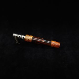 This image portrays Straight Taper XL Dynavap Stem + Amboyna Burl Hybrid+M.P. by Dovetail Woodwork.