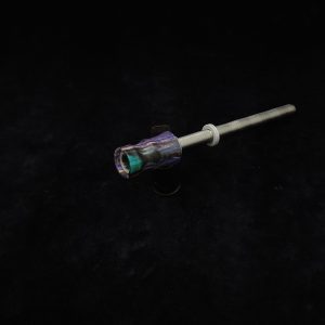 This image portrays Dynavap Spinning Mouthpiece-Spalted Tamarind Wood-Purple/Black/Teal by Dovetail Woodwork.