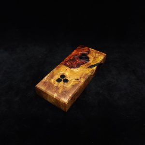 This image portrays DynaStand-Amboyna Burl Wood-Dual Dynavap Quick Stand by Dovetail Woodwork.