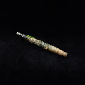 This image portrays V-7 Dynavap XL Burl Hybrid Stem + Book-Matched Mouthpiece by Dovetail Woodwork.