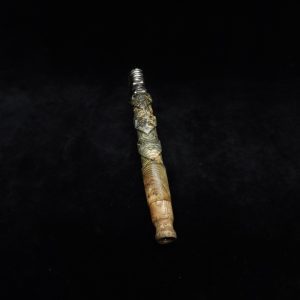 This image portrays V-7 Dynavap XL Burl Hybrid Stem + Book-Matched Mouthpiece by Dovetail Woodwork.