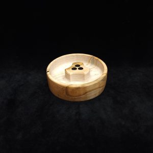 This image portrays DynaPuck XL-Wavy Maple Wood-Dynavap Stem Display/AVB Holder by Dovetail Woodwork.