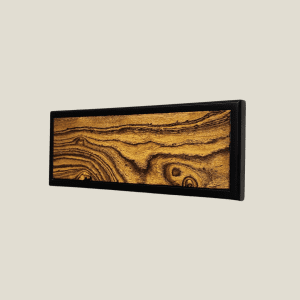 This image portrays Bocote Burl Wood Hybrid Magnetic Knife Holder by Dovetail Woodwork.