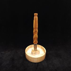 This image portrays V-7 Dynavap XL Stem/Teak Wood + Matched Mouthpiece by Dovetail Woodwork.