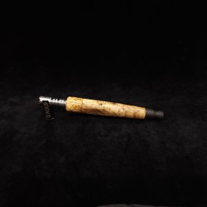 This image portrays Tapered Grip Dynavap Mixed Burl Stem + Ebony Mouthpiece by Dovetail Woodwork.