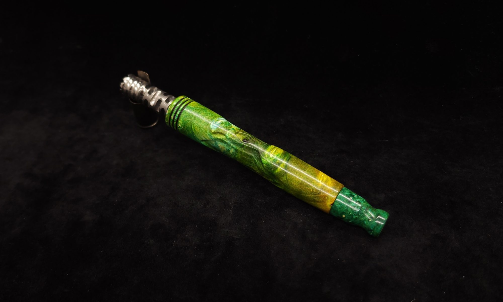 This image portrays Clutch Dynavap XL Premium Burl Stem + Matched Mouthpiece by Dovetail Woodwork.