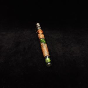 This image portrays Straight Tapered Dynavap XL Burl Hybrid Stem + Matching Mouthpiece by Dovetail Woodwork.