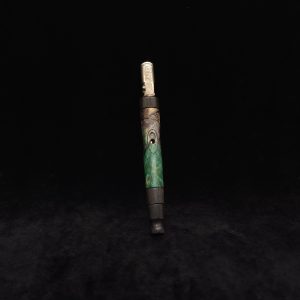 This image portrays Straight Tapered Dynavap XL Burl Hybrid Stem + Matching Mouthpiece by Dovetail Woodwork.