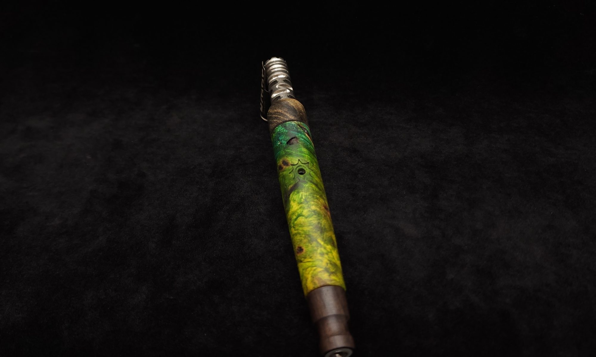 This image portrays Dynavap XL Burl Cosmic Stem-2024 Eclipse Commemorative Stem by Dovetail Woodwork.