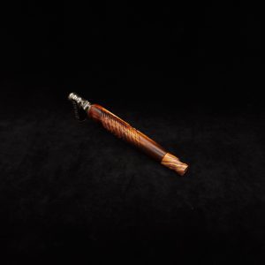 This image portrays Diagonal Slant Dynavap XL Burl Stem + Matching Mouthpiece by Dovetail Woodwork.