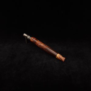 This image portrays Diagonal Slant Dynavap XL Burl Stem + Matching Mouthpiece by Dovetail Woodwork.