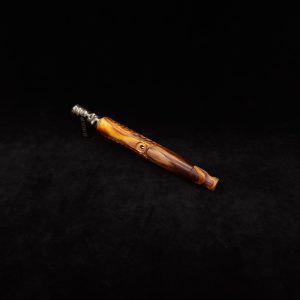 This image portrays Diagonal Slant Dynavap XL Burl Stem + Matching Mouthpiece by Dovetail Woodwork.